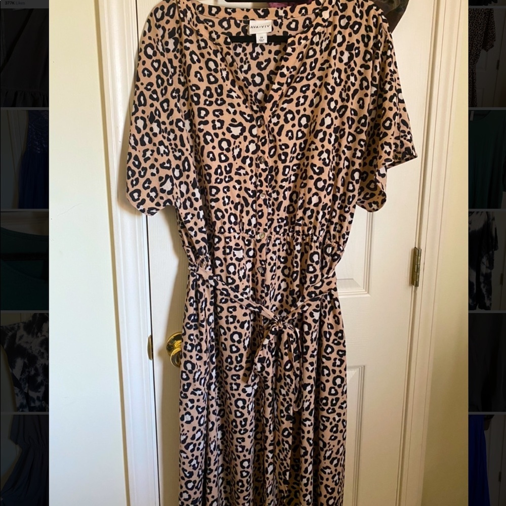 Ava & Viv leopard tie waist midi dress!